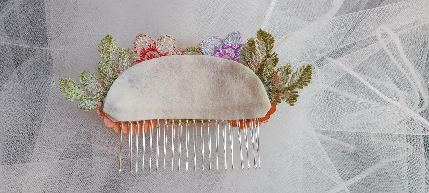 Embroidered floral wedding veil with sequins and beads - Alternative Bridal Veil