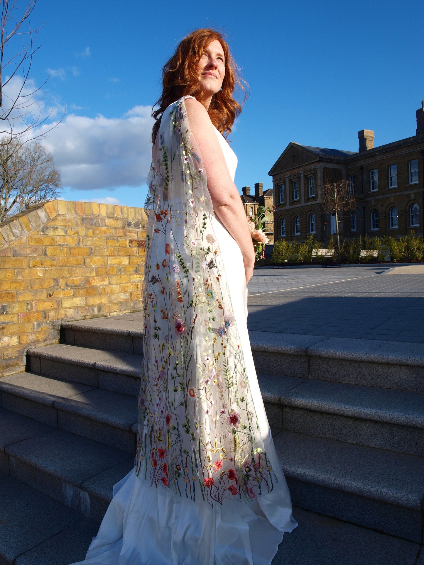 Wildflower wedding cape / Floral bridal cape / Flower wedding cover-up / Woodland wedding oufit