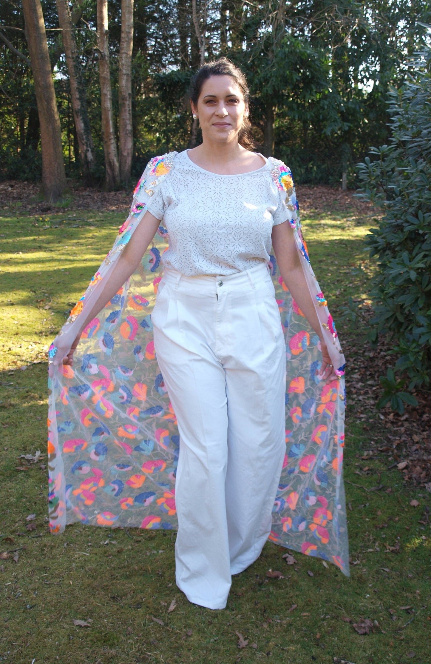 Sequin Cape / Rainbow Sequin Bridal Cape / Rainbow Wedding Cape