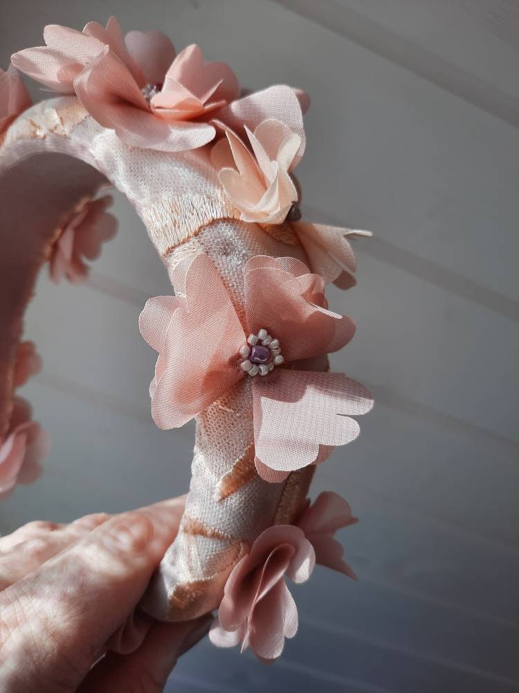 Floral embroidered headband / padded headband / Embroidered alice band / Bridal headband / Festival headband / Colourful sequin headband