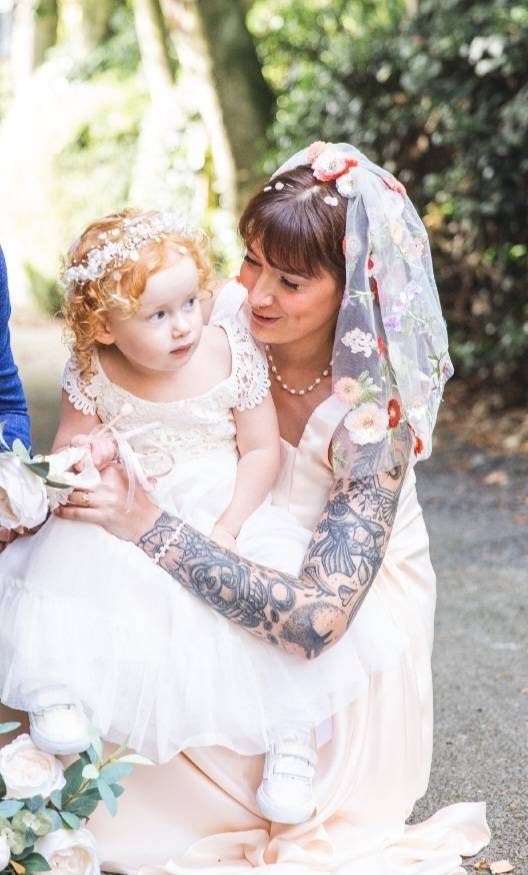 Embroidered floral wedding veil with sequins and beads - Alternative Bridal Veil
