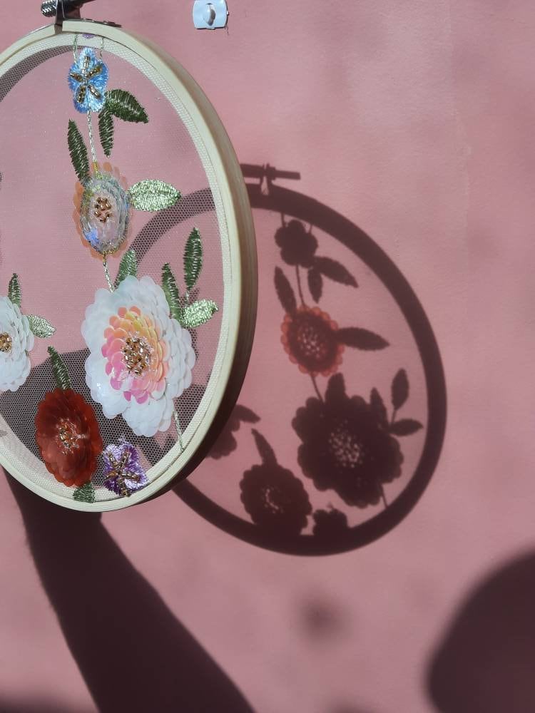 Floral Embroidery Hoop Art: Veil Keepsake, Bridal Gift
