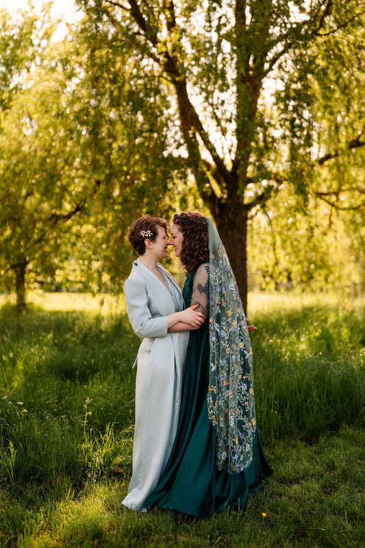 Embroidered Wildflower Wedding Veil: "Megan" Alternative Bridal Veil
