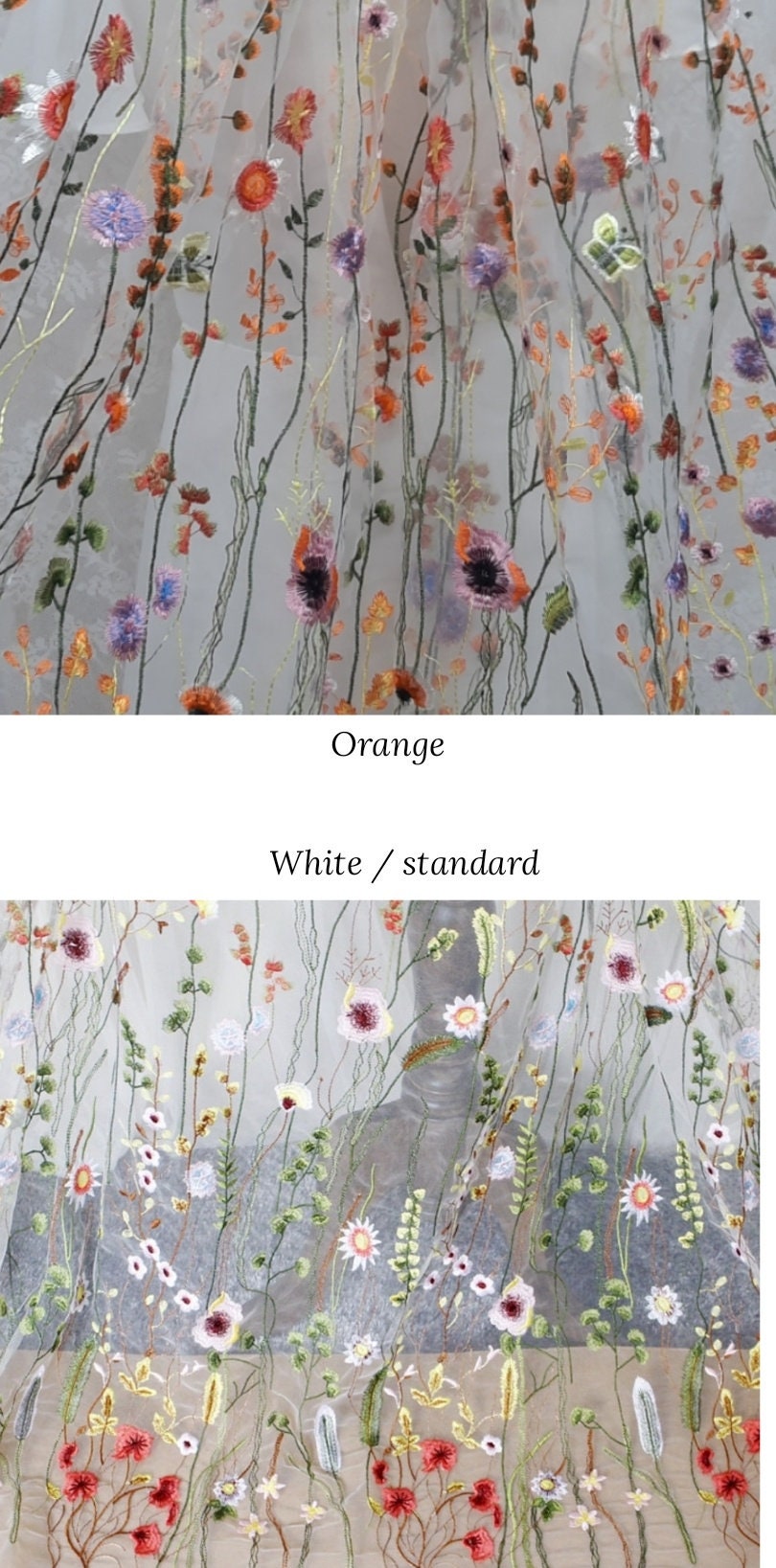 Embroidered Wildflower Wedding Veil, Floral Bridal Veil