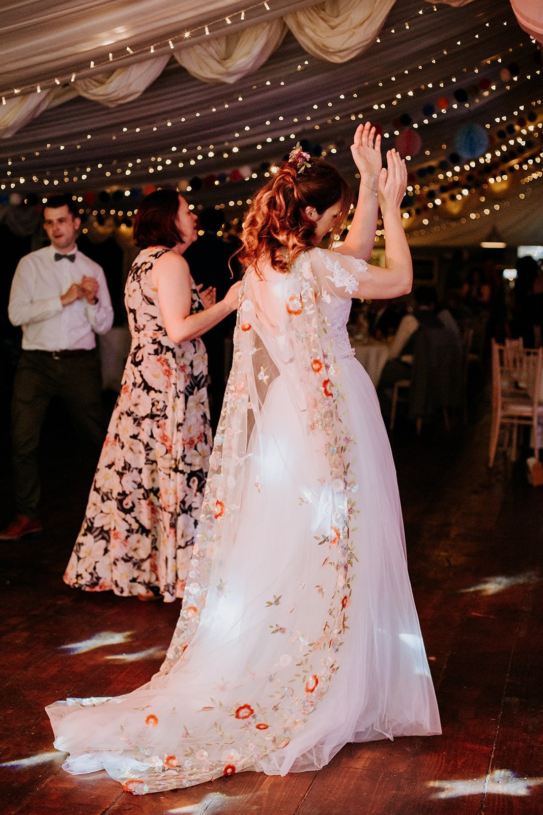 Floral Sequin Bridal Cape – Back-Reveal Woodland Wedding Cape. 'Ottilie'. Wedding cape