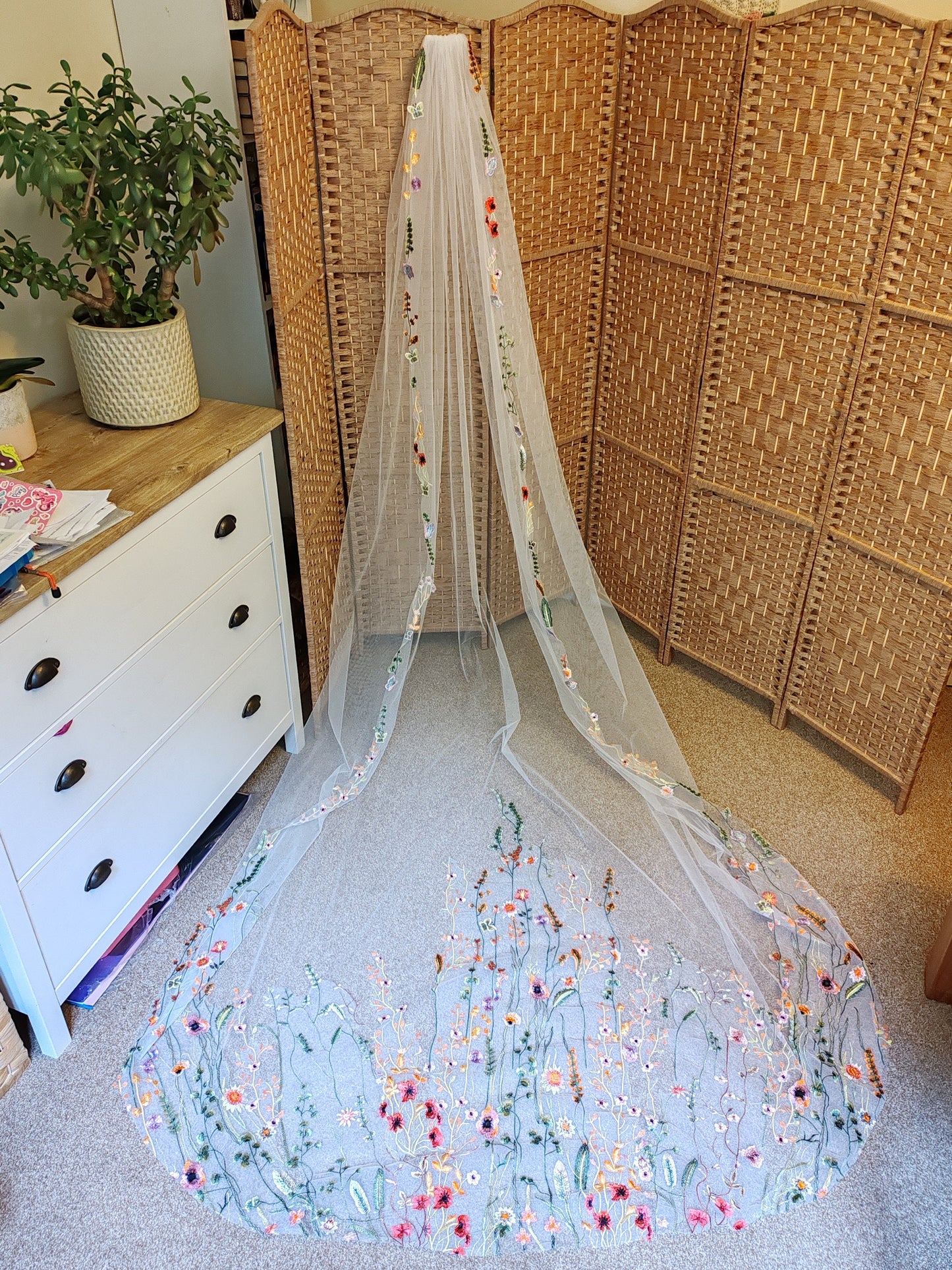 Embroidered Wildflower Wedding Veil - Floral Bridal Veil