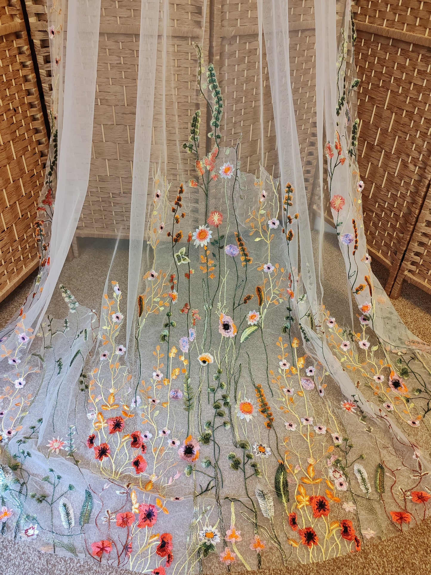 Embroidered Wildflower Wedding Veil - Floral Bridal Veil