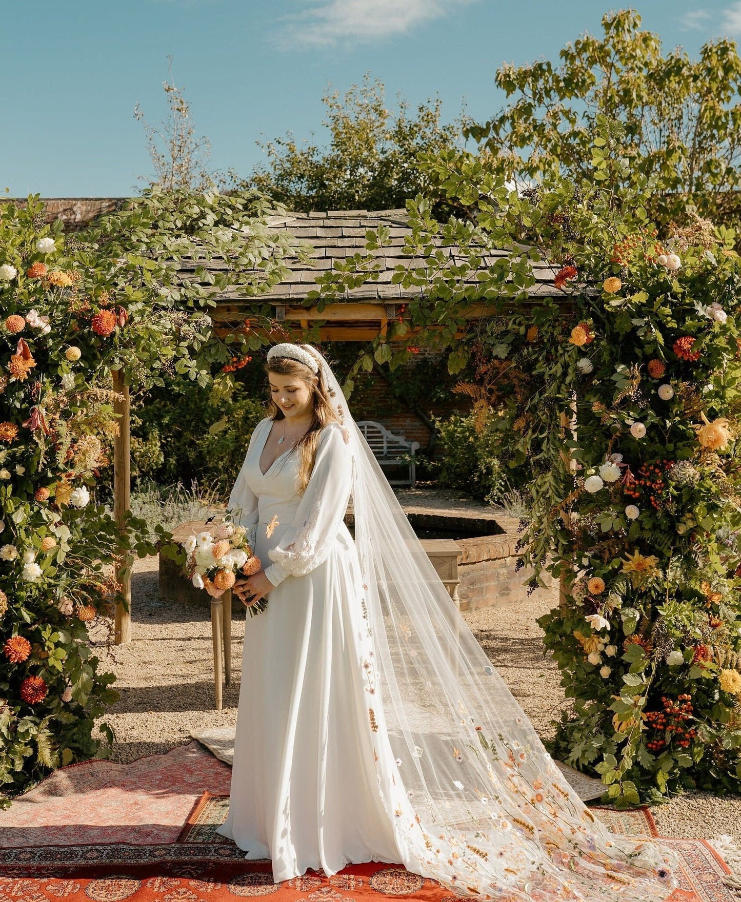 Embroidered Wildflower Wedding Veil - Floral Bridal Veil