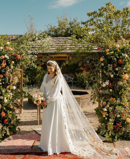 Embroidered Wildflower Wedding Veil - Floral Bridal Veil
