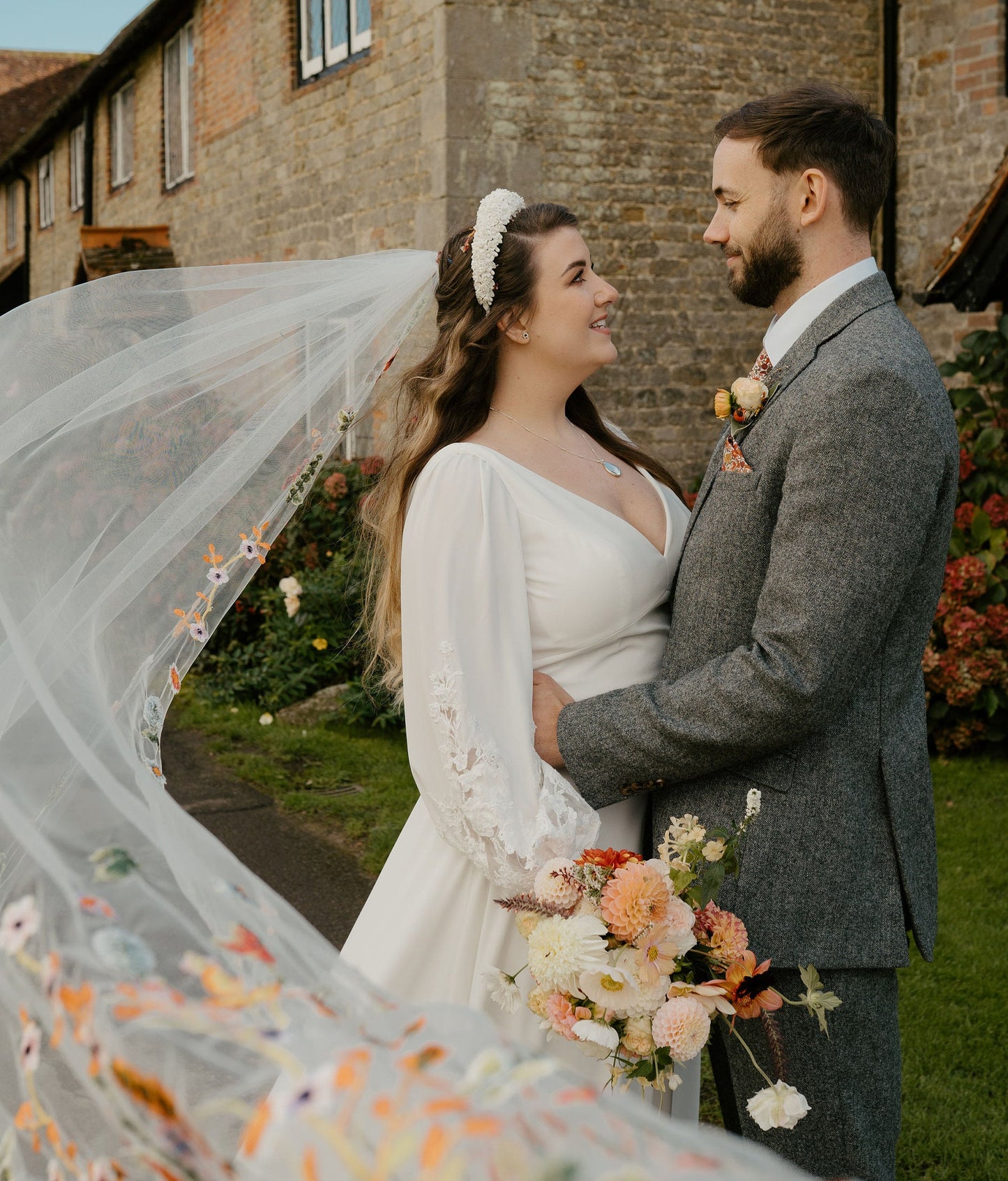Embroidered Wildflower Wedding Veil - Floral Bridal Veil