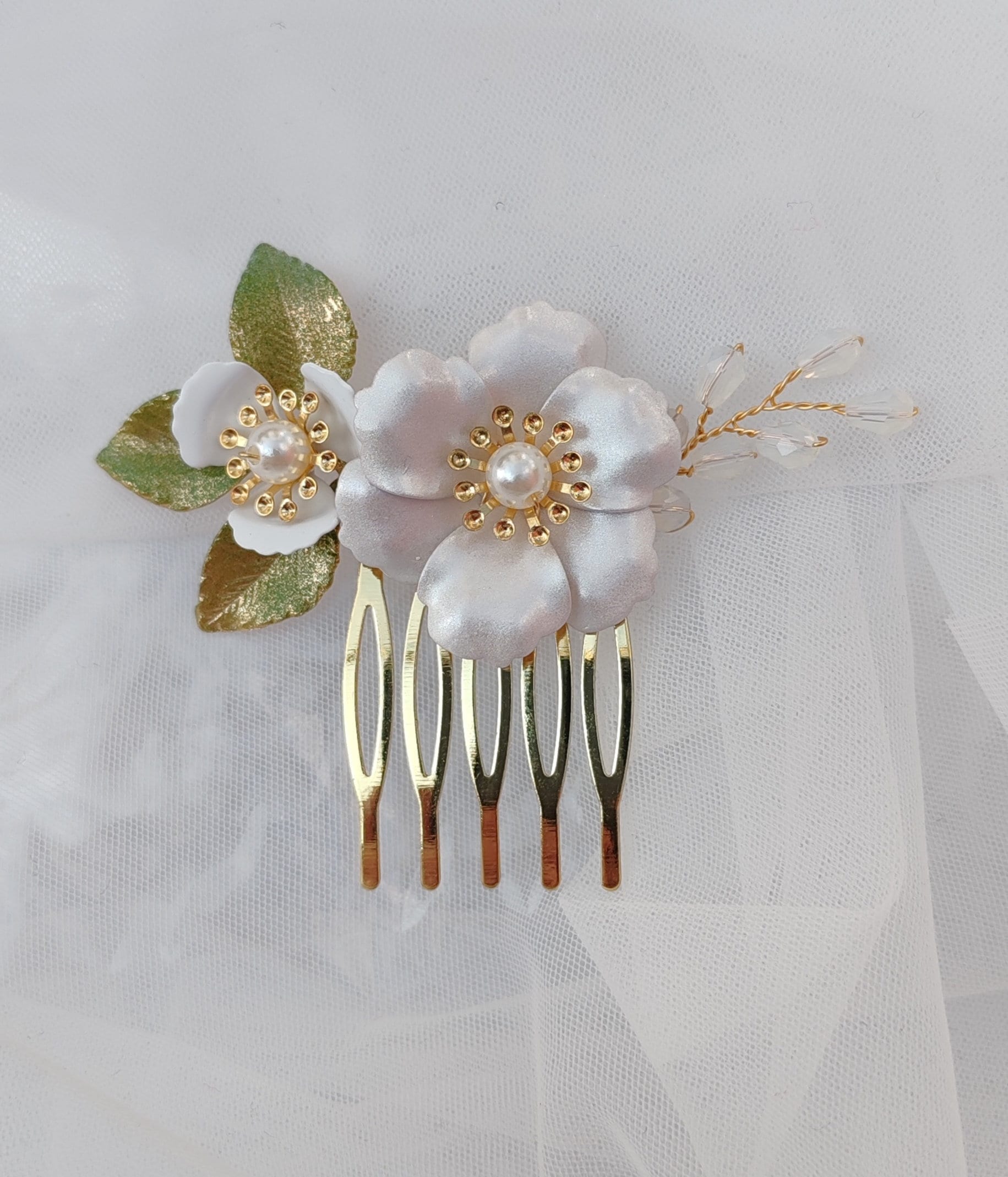 Apple Blossom Flower Crown, Rose Gold Bridal Hair Comb