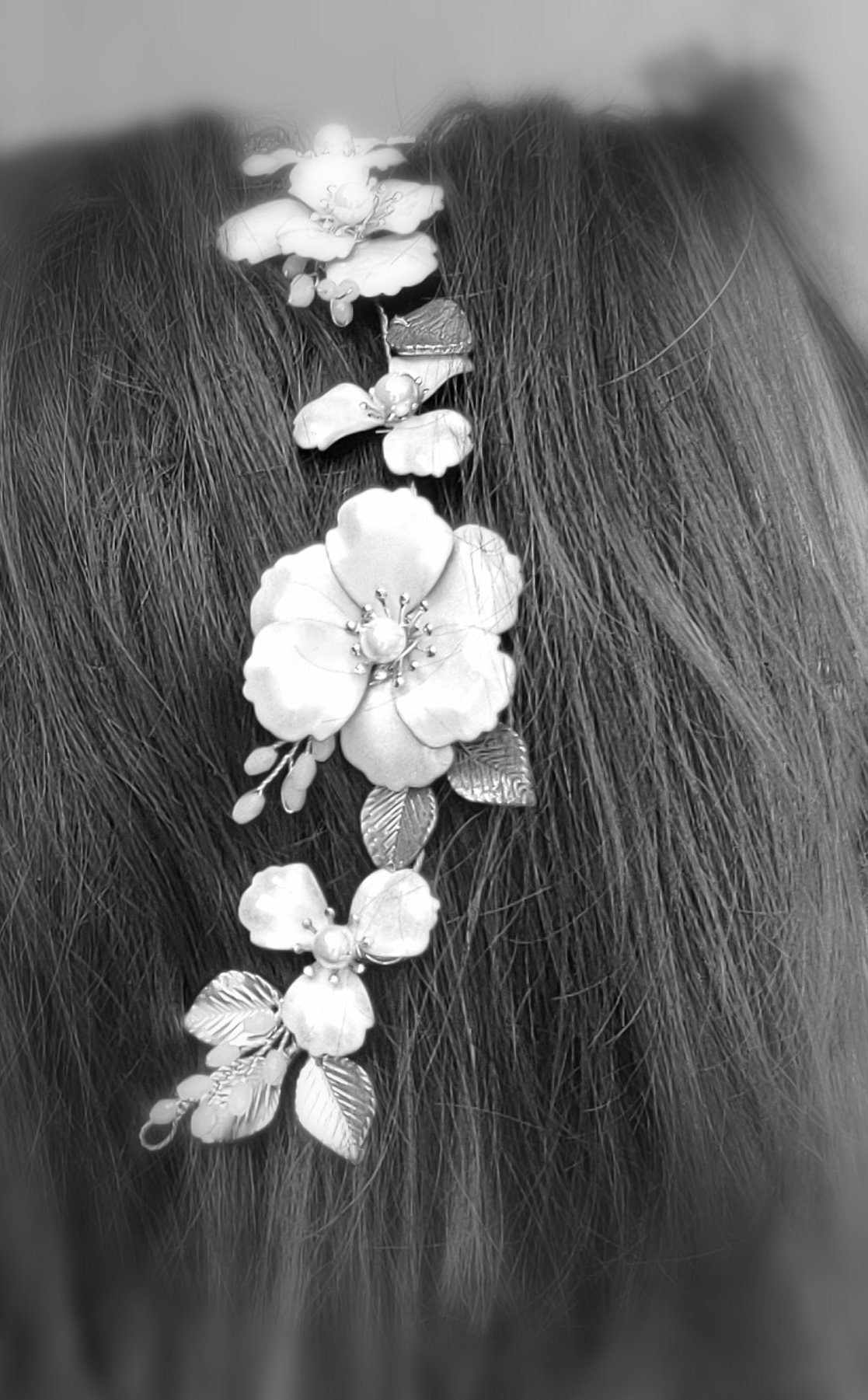 Apple Blossom Flower Crown, Rose Gold Bridal Hair Comb