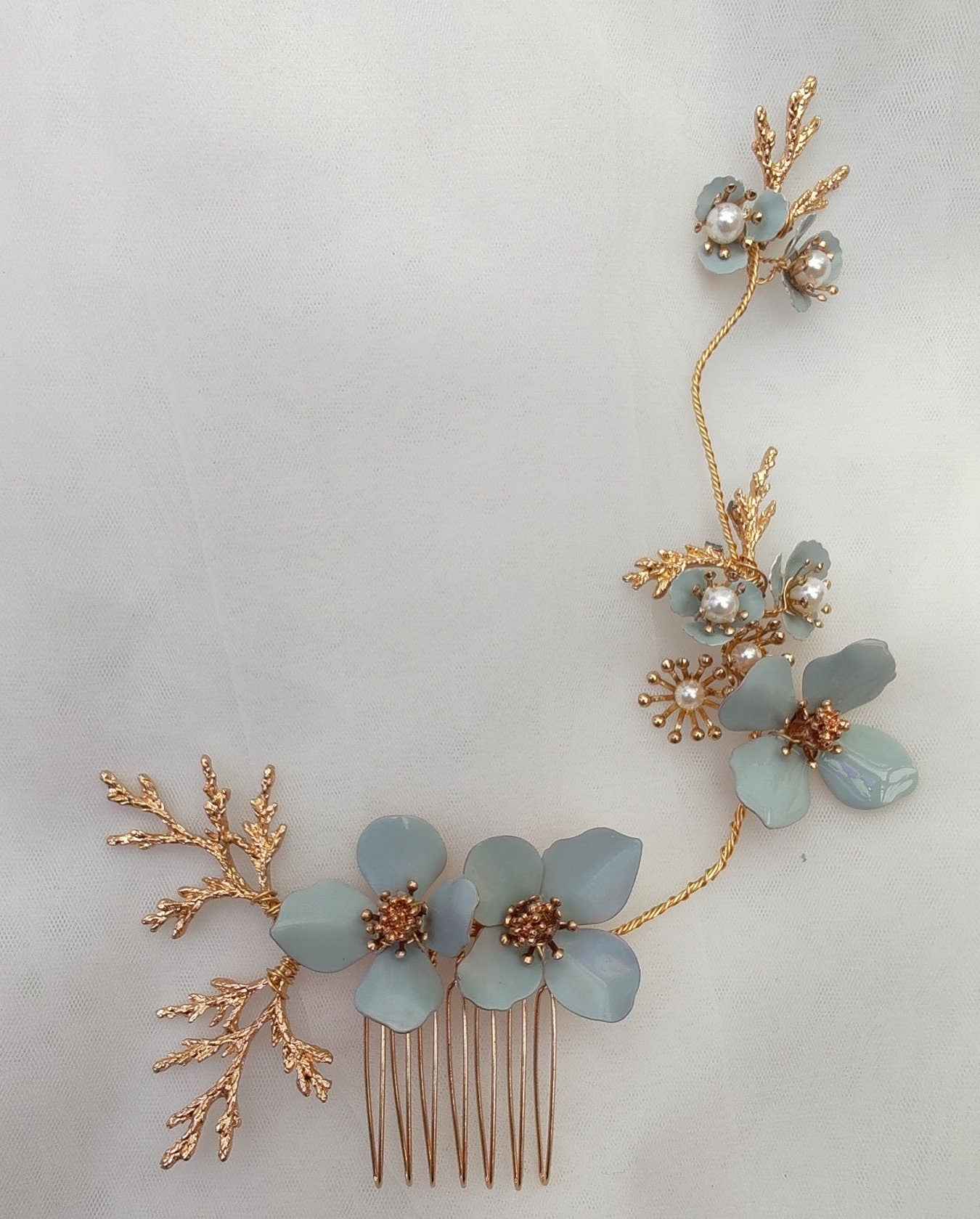 Forget Me Not Flower Crown, Bridal Hair Comb, Something Blue