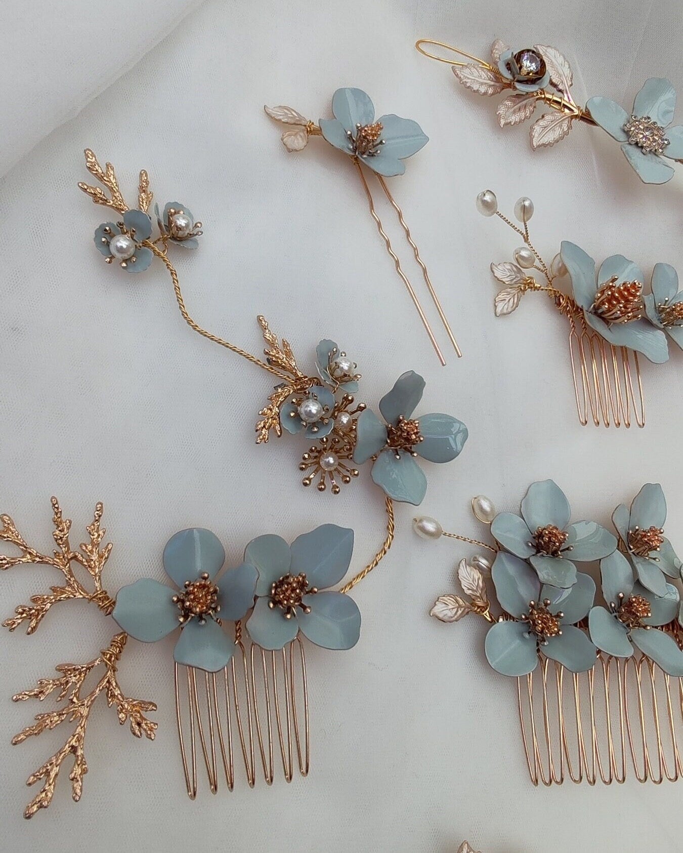 Forget Me Not Flower Crown, Bridal Hair Comb, Something Blue
