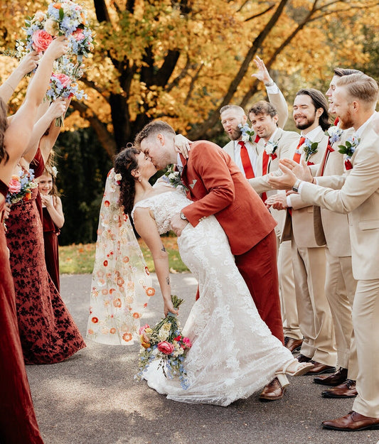 Embroidered floral wedding veil with sequins and beads - Alternative Bridal Veil