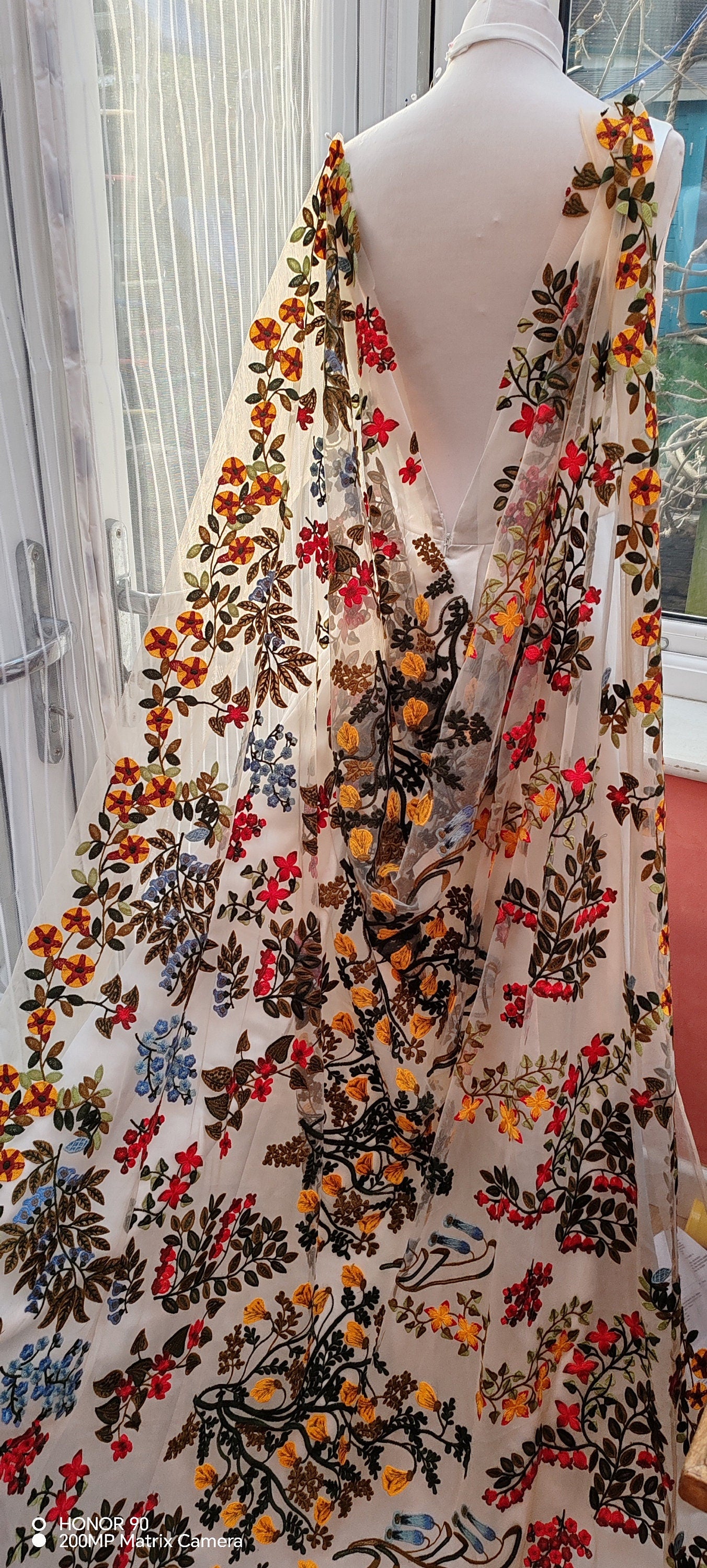 Embroidered Floral Wedding Veil: Alternative Bridal Cape
