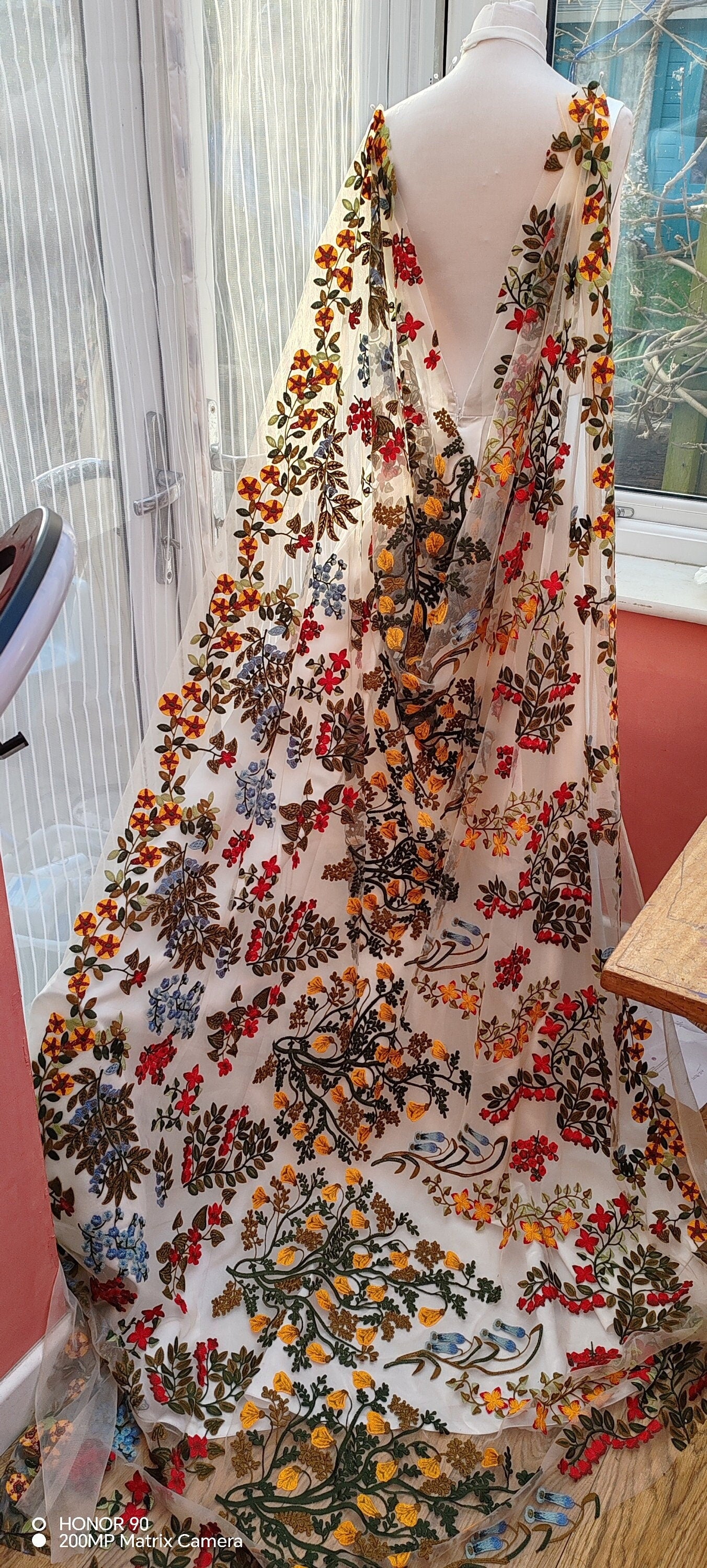 Embroidered Floral Wedding Veil: Alternative Bridal Cape