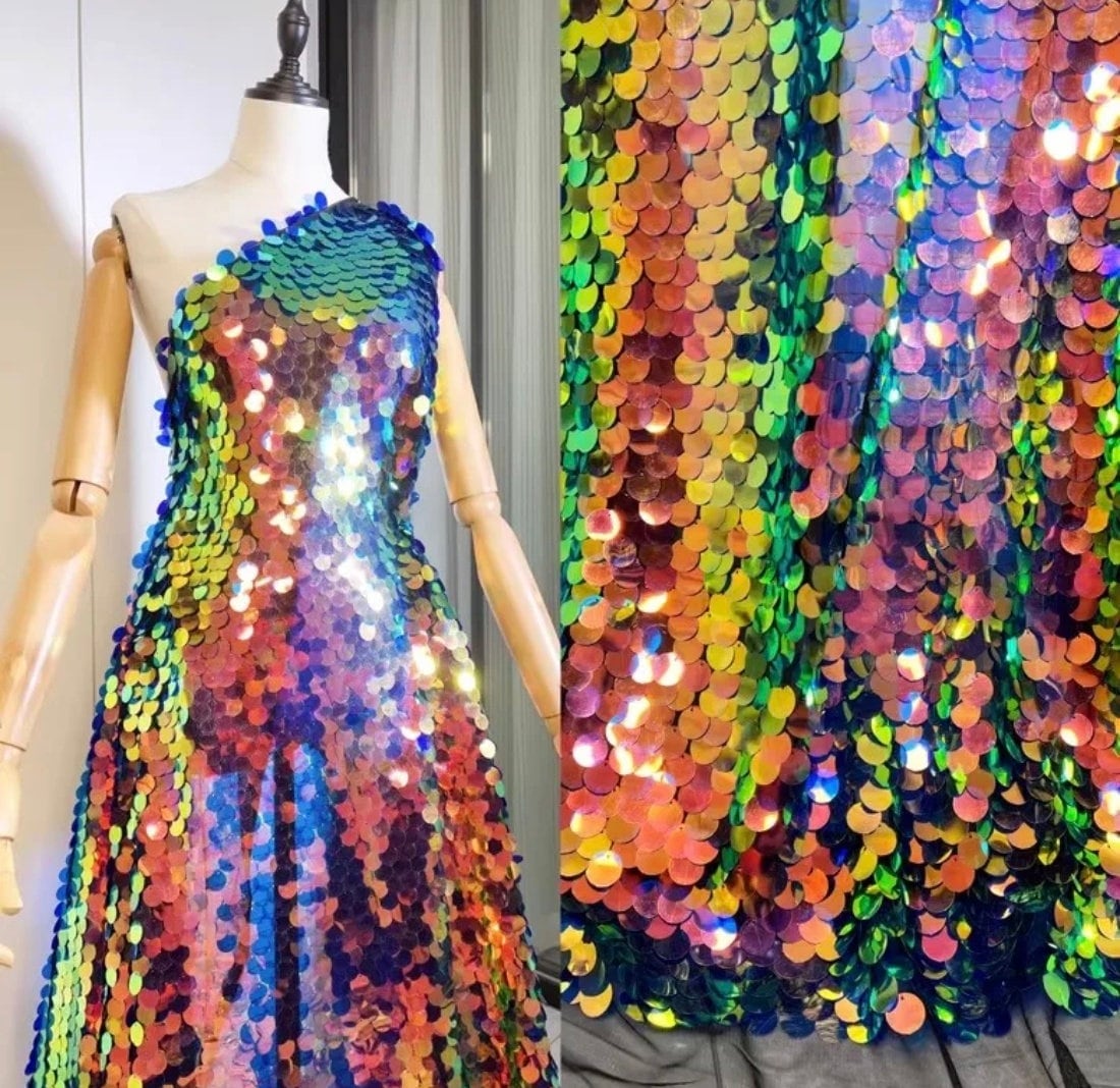 Iridescent Sequin Bridal Cape: Aurora Pastel Wedding Wear