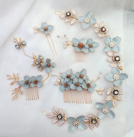 Forget Me Not Flower Crown, Bridal Hair Comb, Something Blue