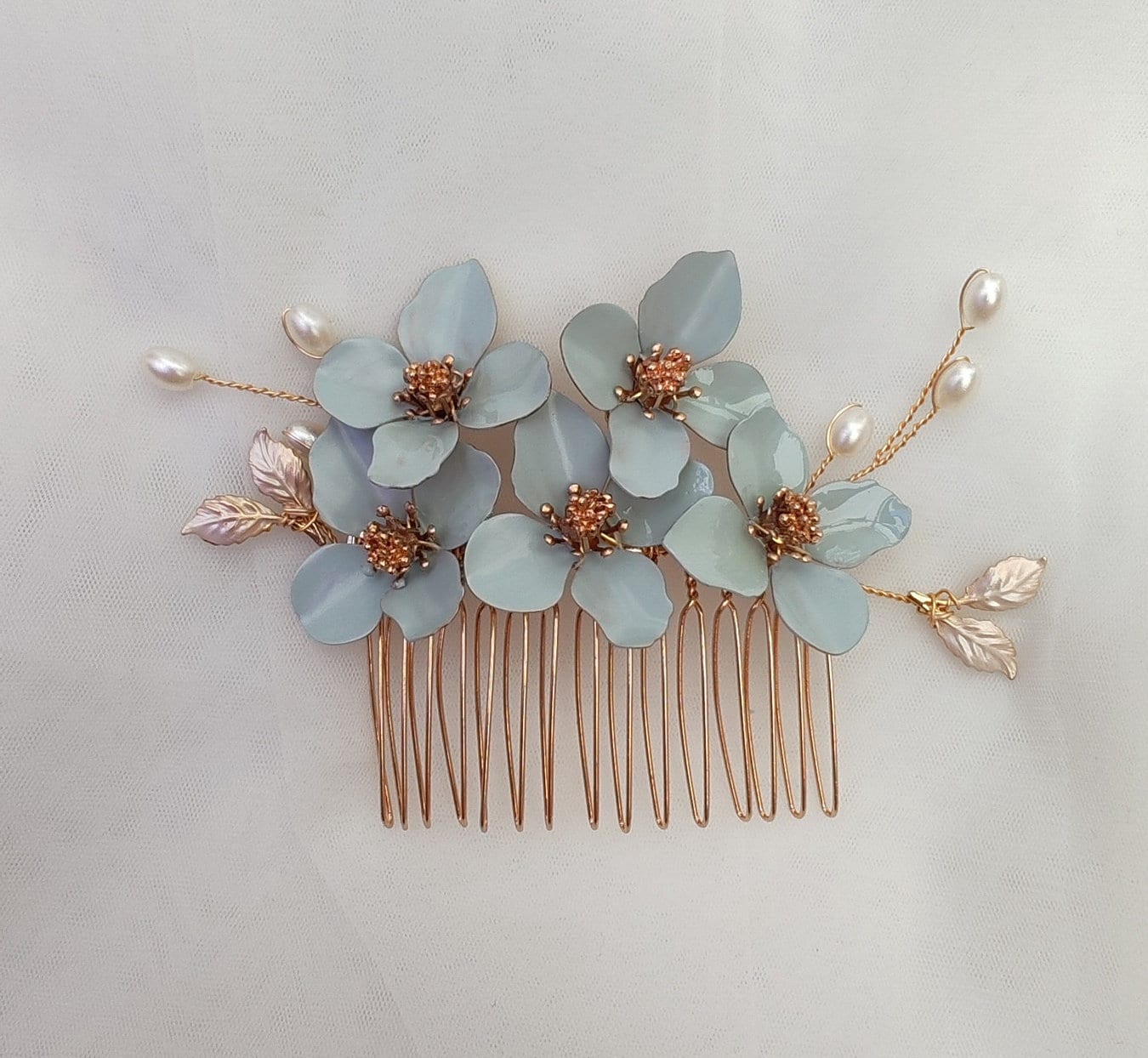 Forget Me Not Flower Crown, Bridal Hair Comb, Something Blue