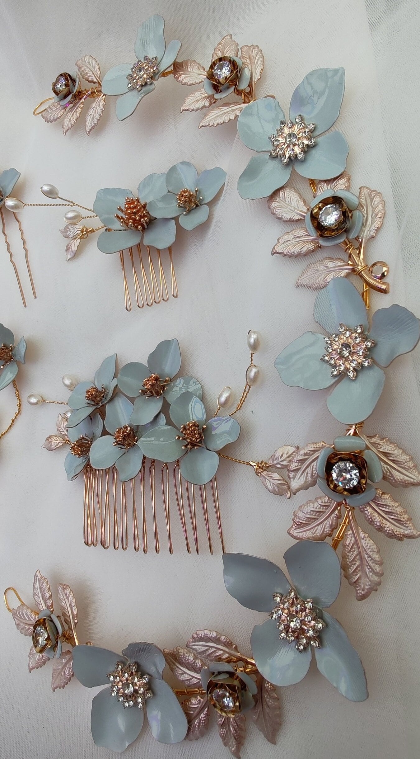 Forget Me Not Flower Crown, Bridal Hair Comb, Something Blue