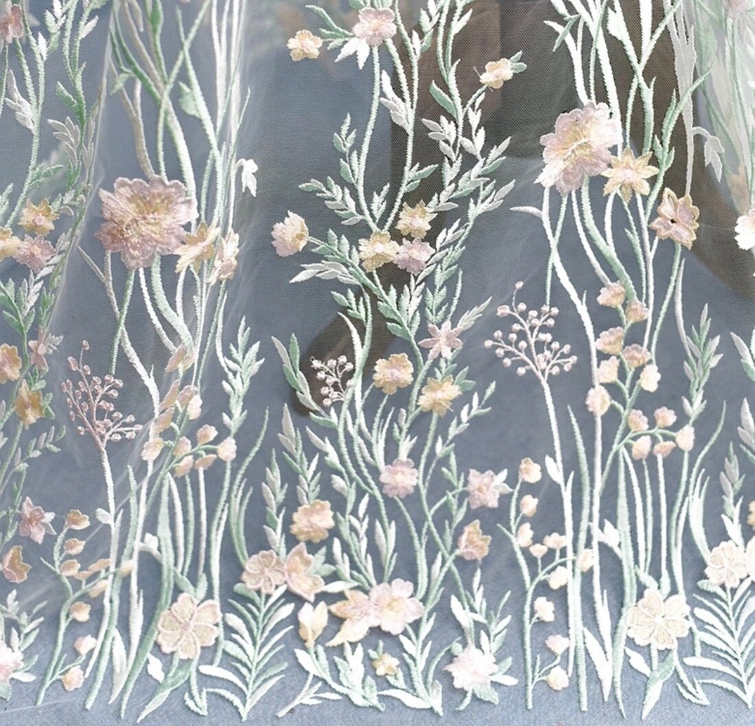 Embroidered Wildflower Wedding Veil - Floral Edged Bridal Veil