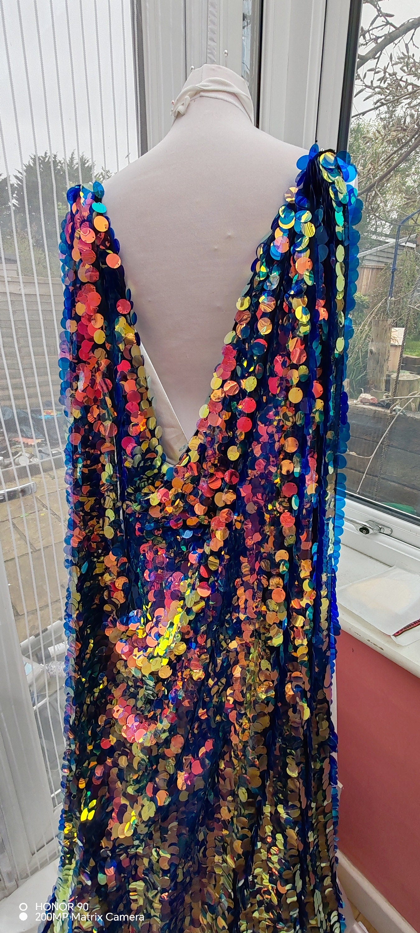 Iridescent Sequin Bridal Cape: Aurora Pastel Wedding Wear