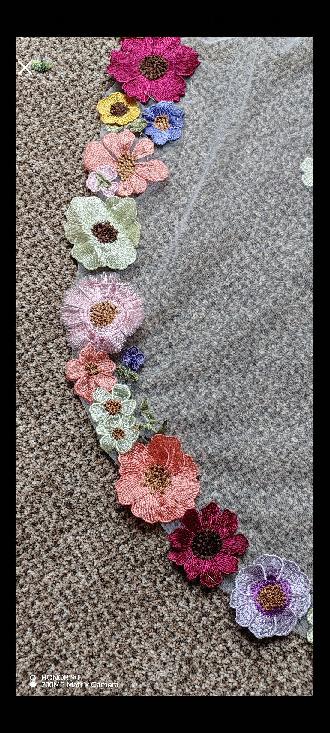 Embroidered Floral Trim Wedding Veil: Colorful Bridal Tulle