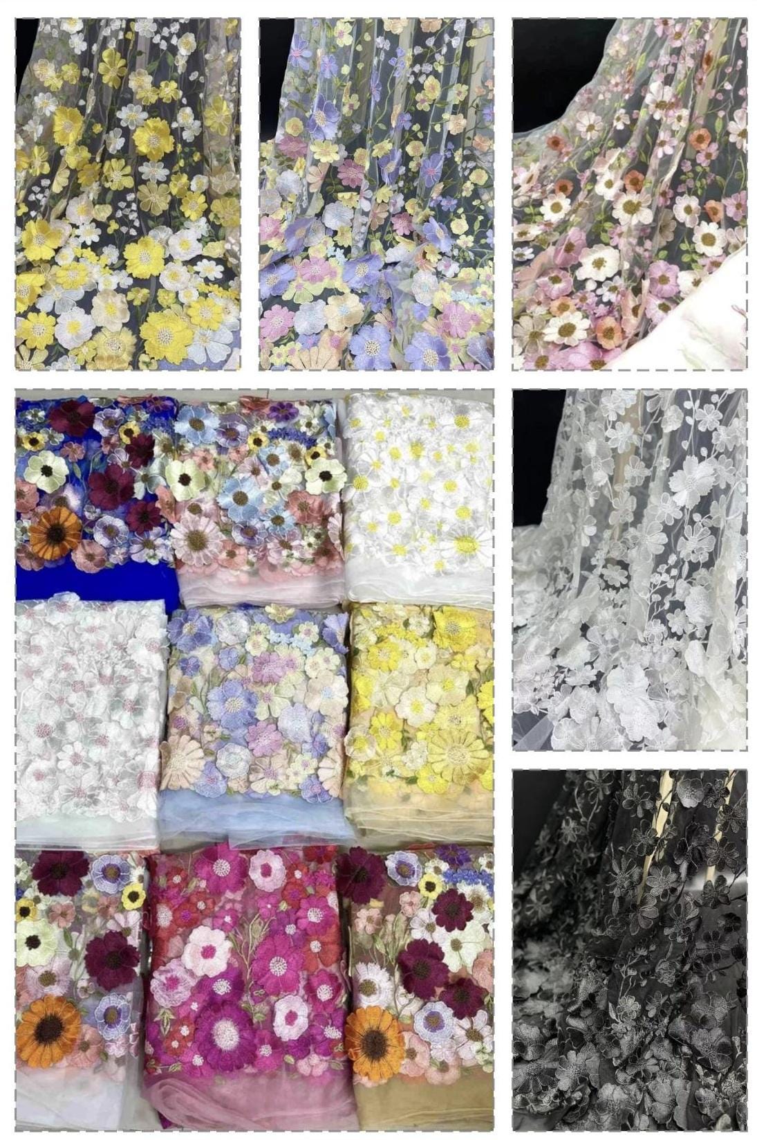 Embroidered Floral Bridal Veil, Colorful Wedding Veil