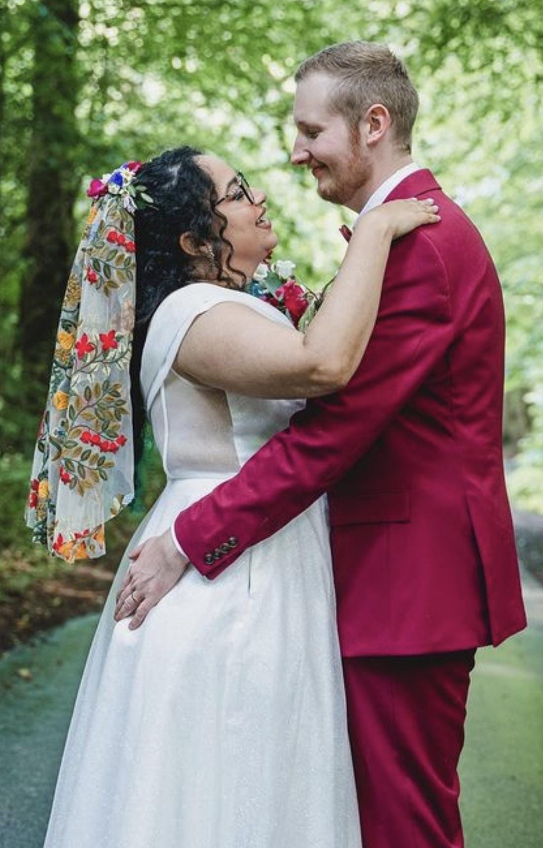 Embroidered Floral Wedding Veil: Alternative Bridal Cape