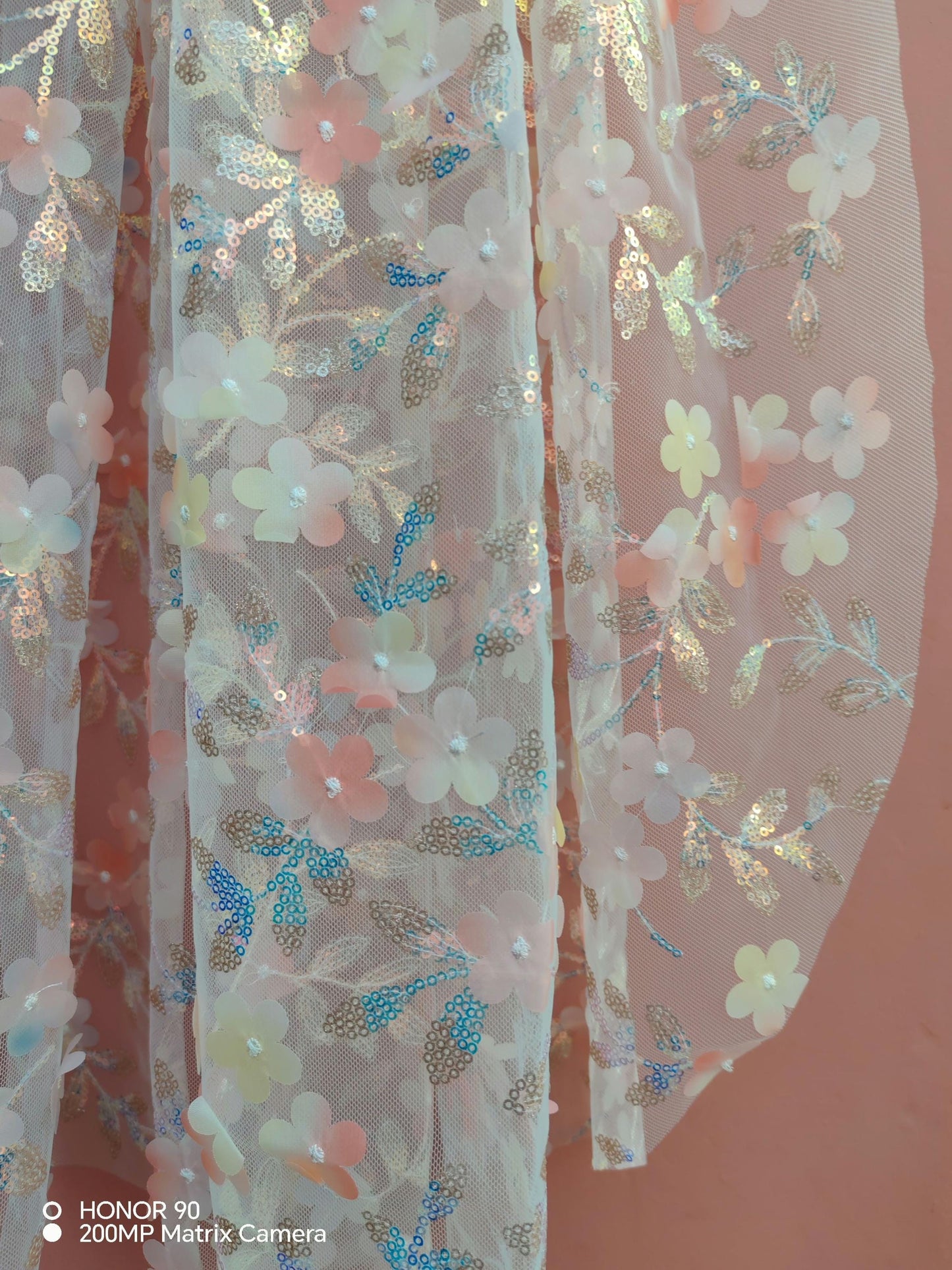 Sakura Wedding Veil, 3D Blossom Floral, Pink Bridal Veil