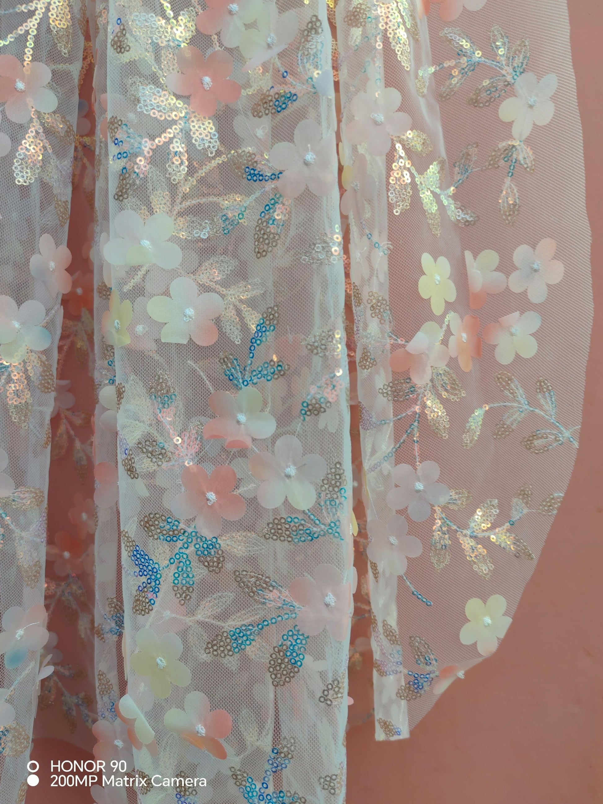 Sakura Wedding Veil, 3D Blossom Floral, Pink Bridal Veil