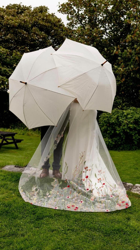 Embroidered Wildflower Wedding Veil, Floral Bridal Veil