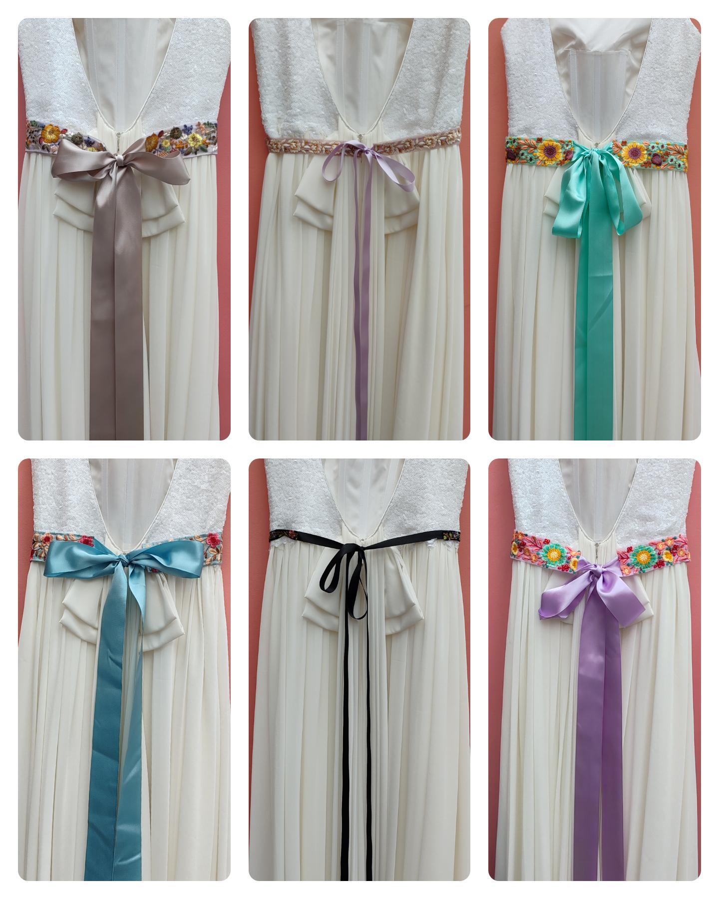 Embroidered Floral Bridal Belt, Colorful Wedding Sash