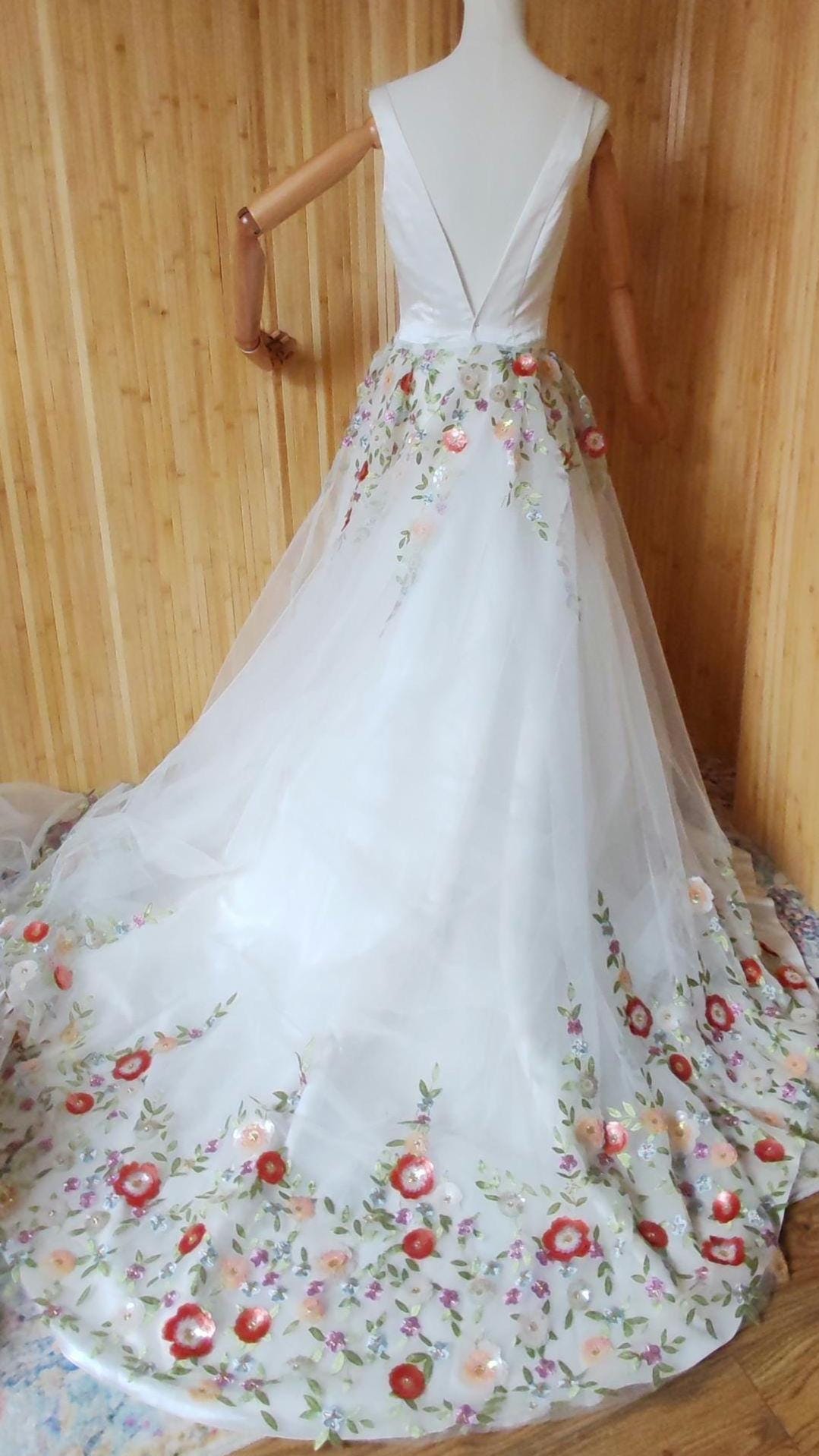 Embroidered Floral Bridal Overskirt - Detachable Tulle Wedding Skirt