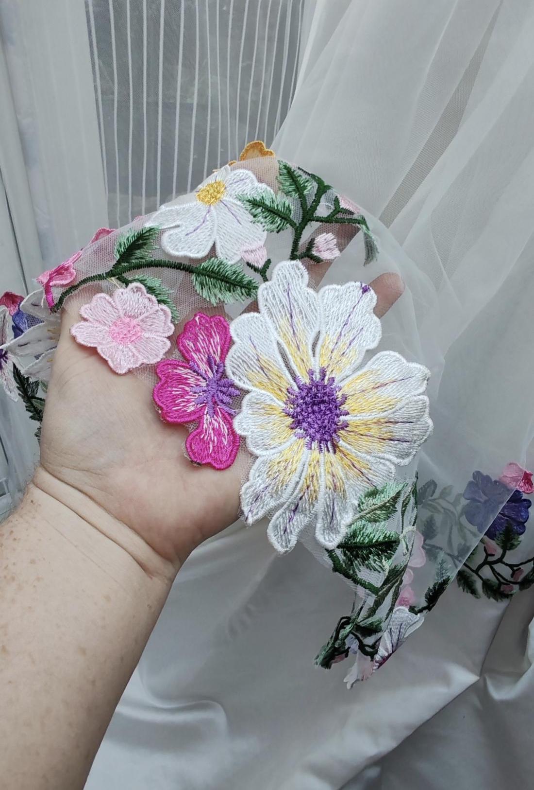 Embroidered Floral Wedding Veil – Alternative Bridal Tulle Veil- 'Botanica'