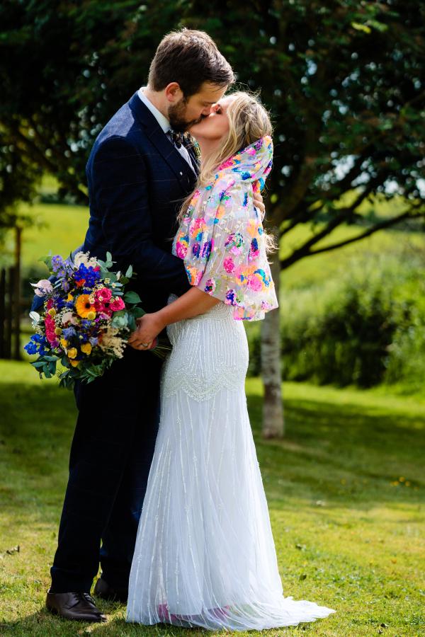 Beautiful rainbow sequin veil. Colourful alternative bridal veil. 'Xanthe'.