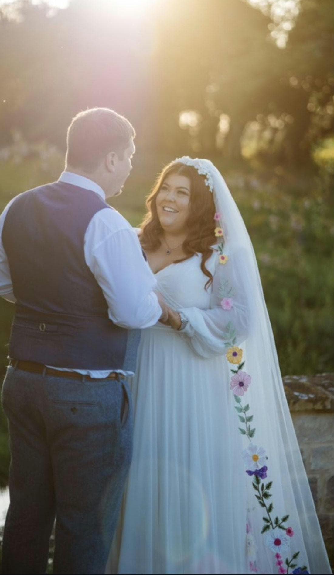 Embroidered Floral Wedding Veil – Alternative Bridal Tulle Veil- 'Botanica'