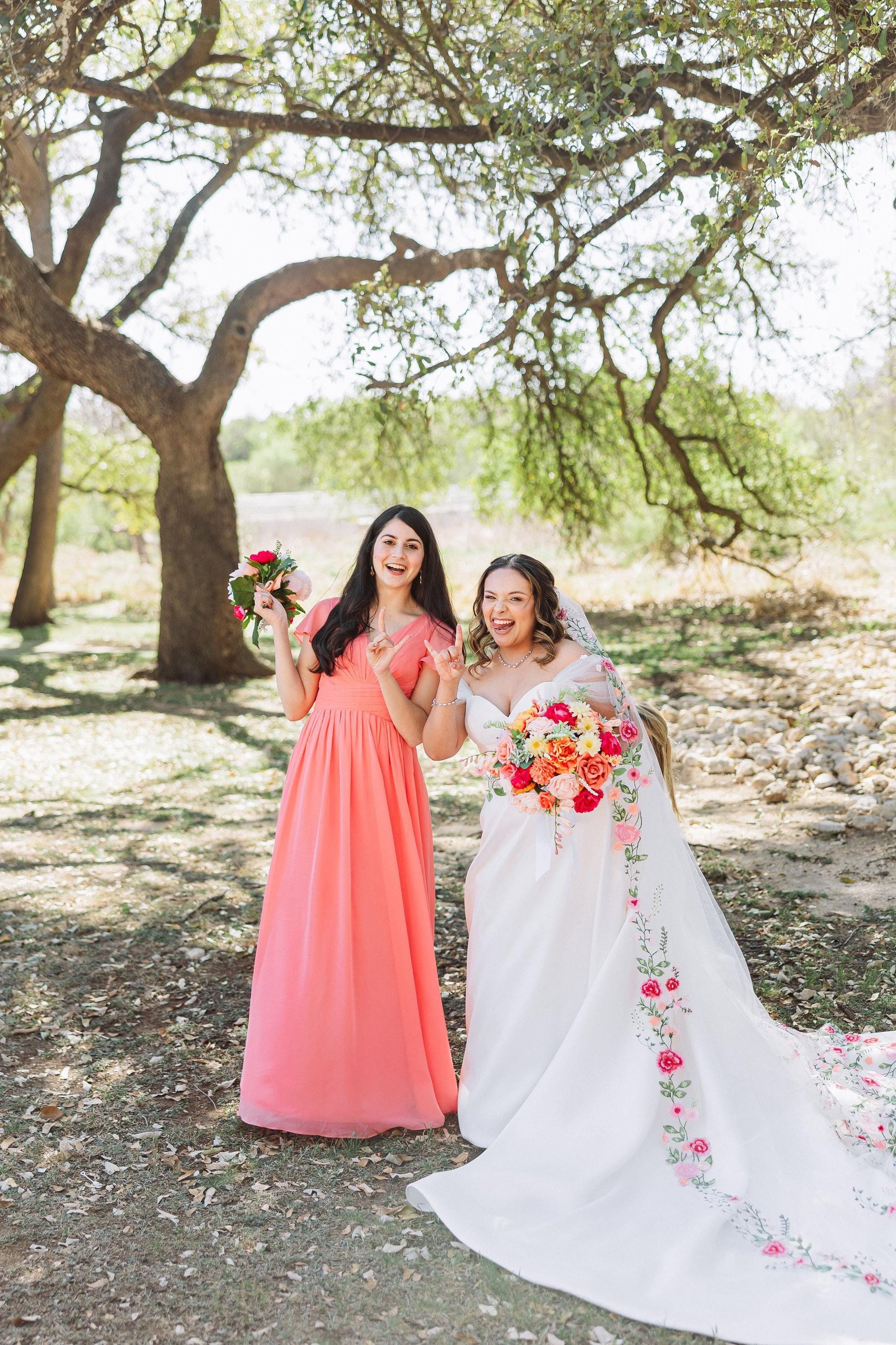 Embroidered Pink Rose Wedding Veil, Floral Bridal Cape