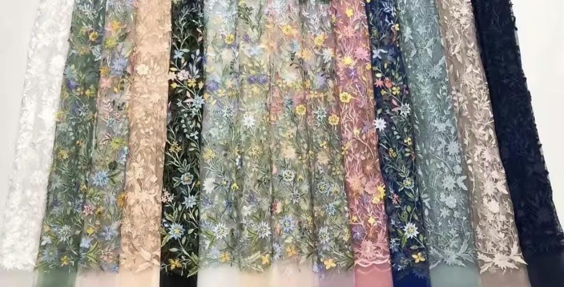 Embroidered Wildflower Wedding Veil: "Megan" Alternative Bridal Veil