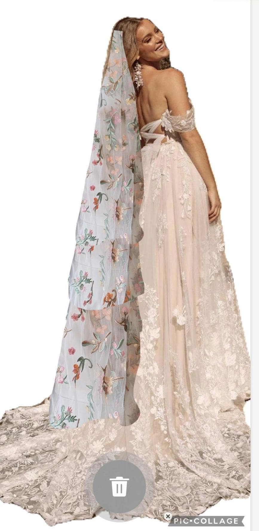 Embroidered Wildflower Wedding Veil: Alternative Bridal, Woodland Style. 'Rachel'