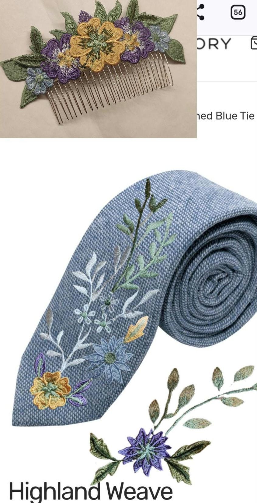 Floral tie. Matching groomsman tie. Floral tie matching brides veil.