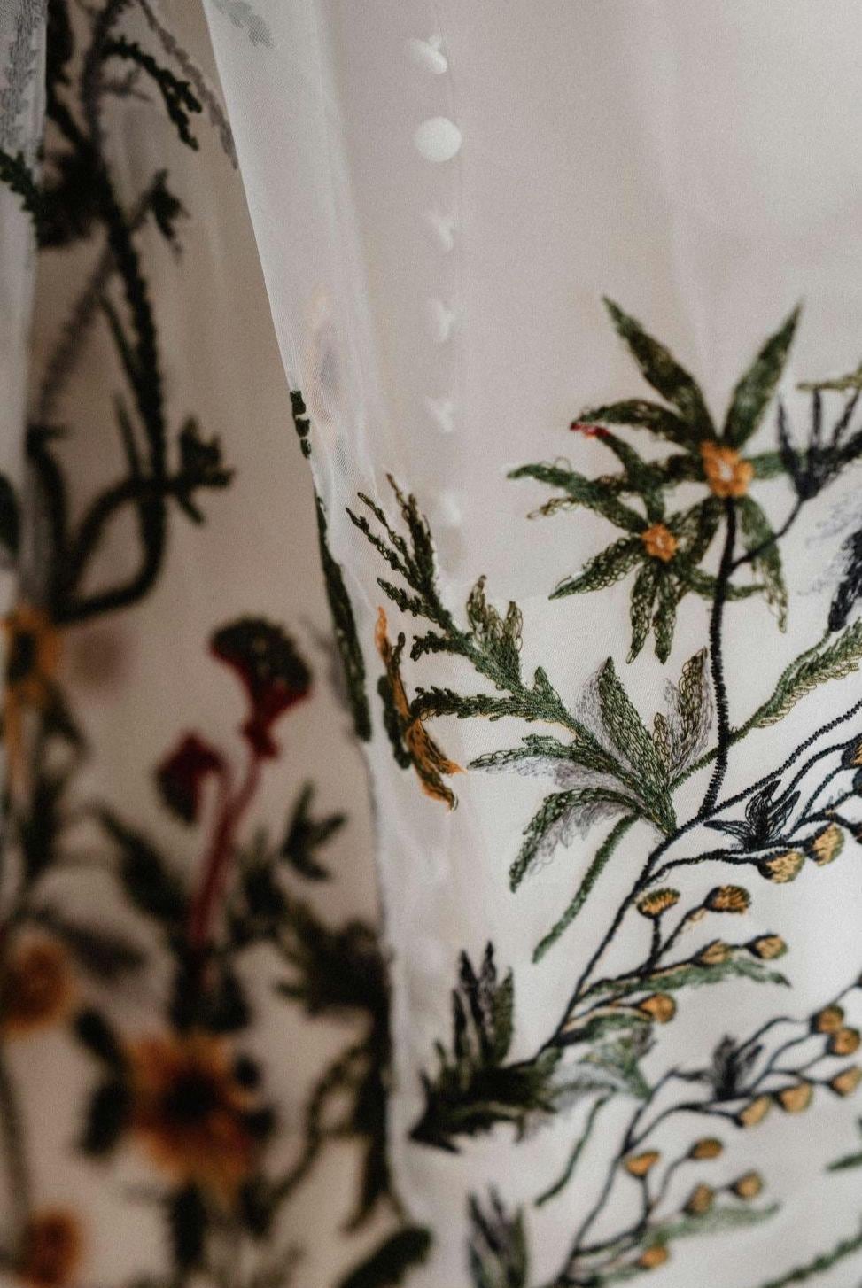 Woodland Embroidered Flower Wedding Veil - Wild Fall Floral Bridal Veil 'Oriana'