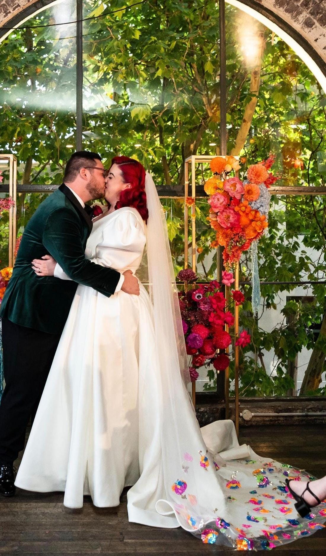 Sequined cape. Bridal sequin veil. Rainbow sequin bridal cape. Rainbow wedding veil, 'Xanthe'.