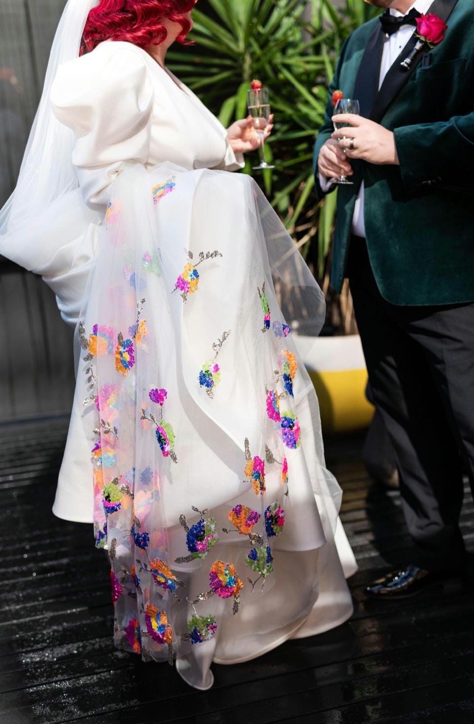 Sequined cape. Bridal sequin veil. Rainbow sequin bridal cape. Rainbow wedding veil, 'Xanthe'.