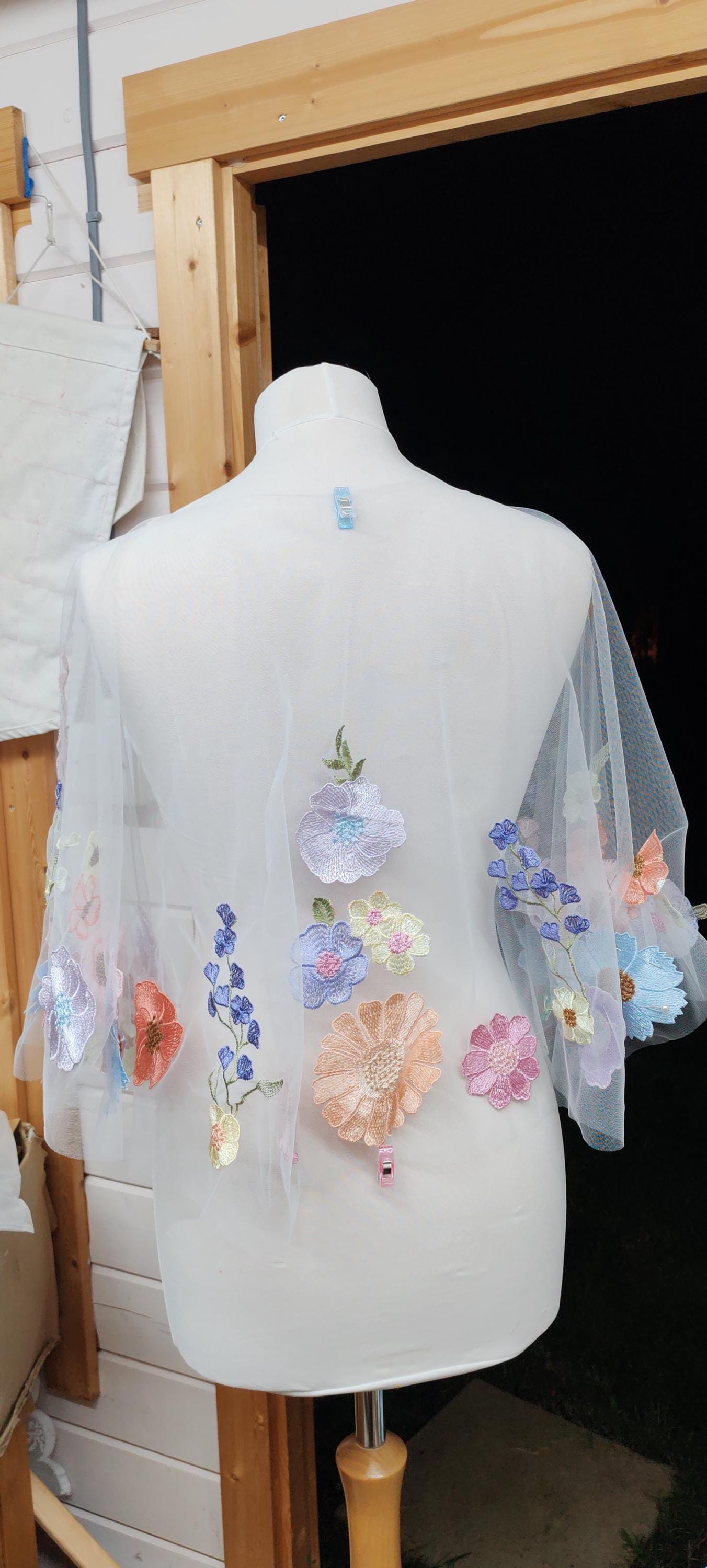 Pastel floral capelet. Floral cape. Pastel cape. Bridal cover up. Brides bolero