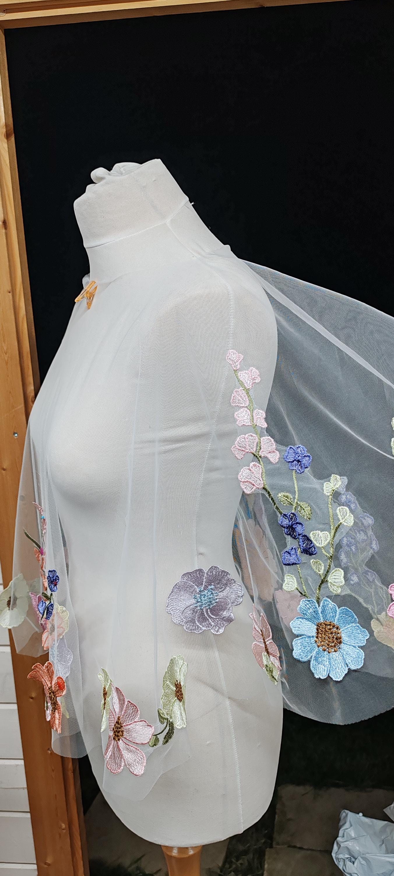 Pastel floral capelet. Floral cape. Pastel cape. Bridal cover up. Brides bolero