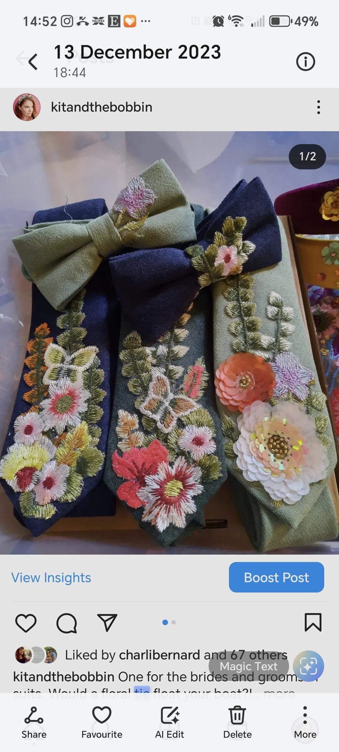 Floral tie. Matching groomsman tie. Floral tie matching brides veil.