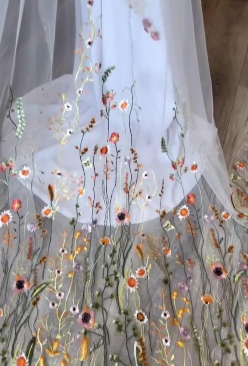 Embroidered Wildflower Wedding Veil - Floral Bridal Veil