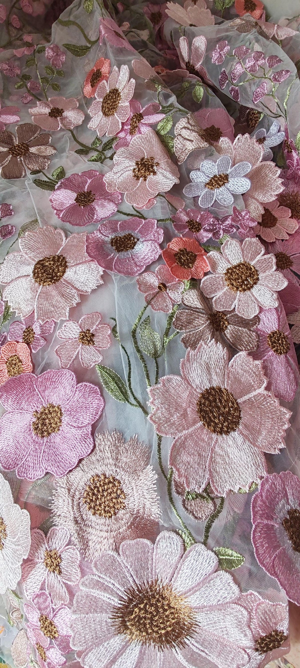 Embroidered Floral Wedding Veil or Cape, Pastel Flora __etsy:8499841275